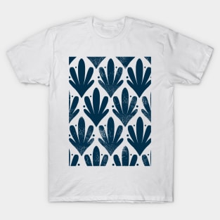 Navy Blue Decorative Stamp Pattern T-Shirt